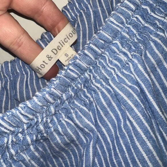 Summer Sundress Blue Striped One-Shoulder Dress - Picture 3 of 3